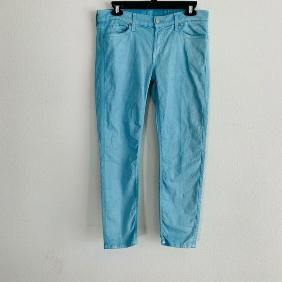 7 For All Mankind Denim - 7 For All Mankind The Cropped Skinny Stretch Jeans